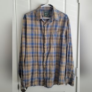 Woolrich Mens Long Sleeve Plaid Orange and Blue Button Down Size Large